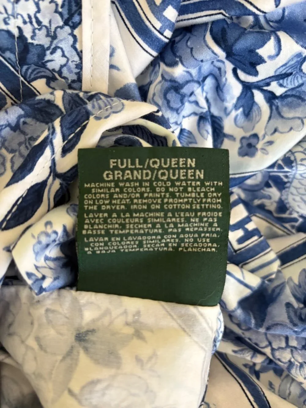 Ralph Lauren Palm Harbor Full Queen Duvet Cover Blue White Chinoiserie Pristine